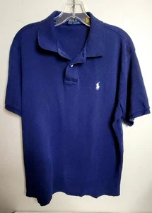 Polo Ralph Lauren Shirt Soft Cotton Navy Blue Short Sleeve Men Sz M White Pony - Picture 1 of 11