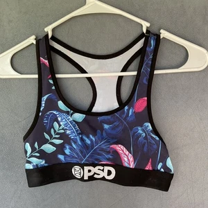 PSD Sports Bra for Women Small Floral Plants Yoga Gym Workout Running Exercise - Picture 1 of 7