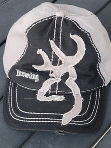 BROWNING Two-Tone Buckmark  Cap Hat Black Gray Adjustable Preowned - Picture 1 of 9