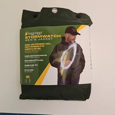 Jaqueta de chuva Frogg Toggs Stormwatch com mangas Reglan masculina adulta tamanho M/G - Imagem 1 de 4