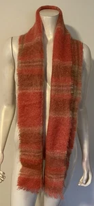 Donegal Design Irland Wolle Mohair hellbraun pfirsich rosa kariert Schal Halstuch - Bild 1 von 8