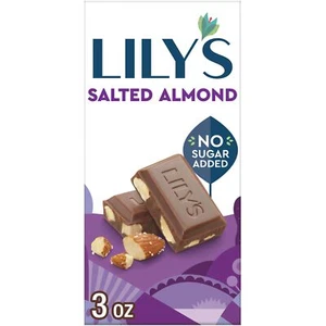 6x LILY'S Salted Almond Milk Chocolate Style No Sugar Added, Sweets Bar, 3 oz - Picture 1 of 5