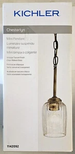Kichler Chesterlyn Mini Pendant Vintage Tuscan Finish, Ribbed Glass Bell 1142092 - Picture 1 of 2