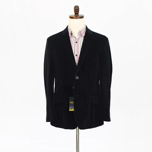 Andrew Fezza 40R Black Sport Coat Blazer Jacket Striped 2B Polyester - Picture 1 of 11