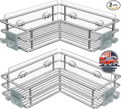 Estante Adhesivo Esquinero Para Ducha Con Ganchos Estante De Baño Bano De Nuevo Foto 1 de 4