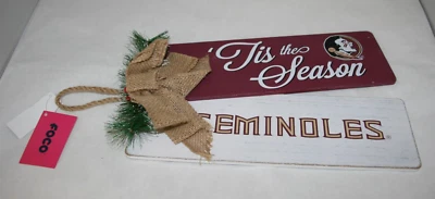 FOCO 'Tis The Season Seminoles FSU Holiday Outdoor Indoor Hanging Sign Décor NEW - Image 1 of 4
