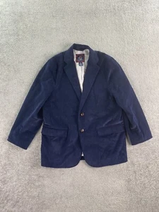 Brooks Brothers Blazer Boy Extra Large Blue Cotton Corduroy Leather Button Sport - Picture 1 of 14
