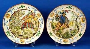 Romeo Berardi Pair big ceramic plates Rome 1900 20th Montelupo style decorations - Bild 1 von 24
