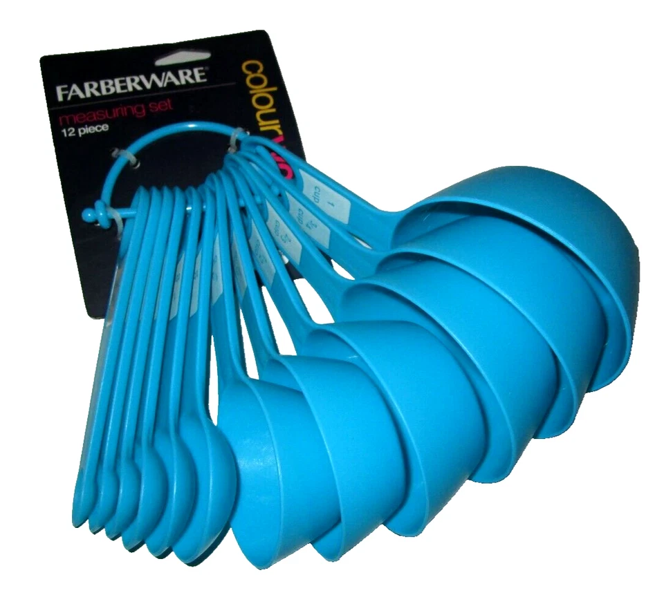 FARBERWARE COLORWORKS ~ 12 PIECE MEASURING SPOON & CUP SET ~ BLUE ~BPA Free - Image 1 of 1