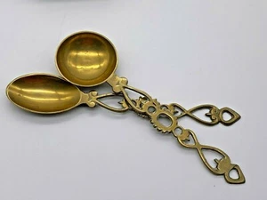 Vintage Two Brass Metal Big Spoons 25cm and 24cm long - Picture 1 of 12