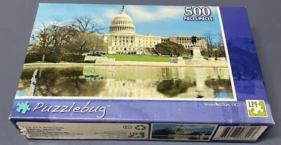 BRAND NEW FACTORY SEALED 500 PiecePuzzlebug Jigsaw Puzzle Farmhouse/DC/Train 3pk - Image 1 of 3