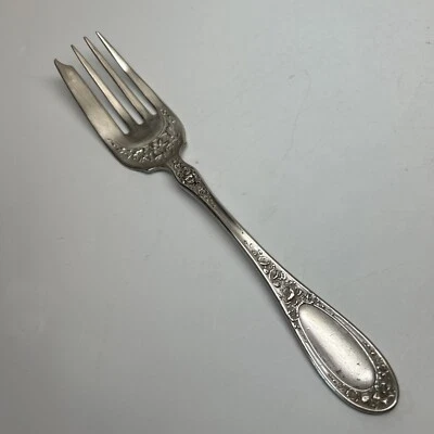 Antiguo WALLACE "FLOR" Plato de Plata Sólido TENEDOR DE CARNE FRÍA 8.5" - 1909 Foto 1 de 4
