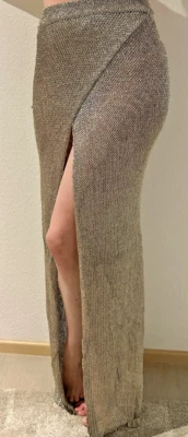 JLUX Label Rock Mesh Strand metallic S gold Wickelrock Strick Ibiza Maxirock - Bild 1 von 4