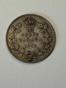 COLLECTABLE 1936 Canada 10 Cent SILVER King George IV Coin - Picture 1 of 2