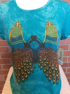 NUEVO CON ETIQUETAS Camisa Wrangler Para Mujer Adornada Talla M Western Alas Cruzadas Plumas Bling - Imagen 1 de 9