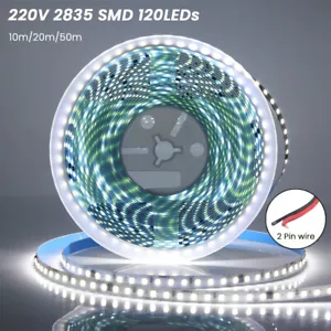 LED Strip 220V 240V 2835 SMD IP44 Waterproof Light Rope Tape Self Adhesive White - Picture 1 of 33