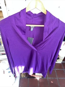 Kenneth Cole Reaction Top Womens Sz L Plum Berry Long Sleeve V Neck Pullover NWT - Picture 1 of 5