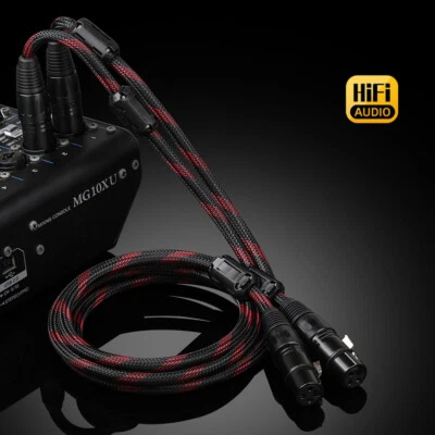 Pair OCC Copper Silver Plated HiFi XLR Plug Audio Balance Interconnection Cable - Image 1 of 4