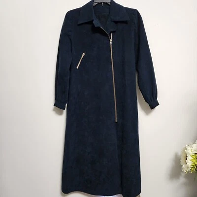 RARO 1960 Shannon Rogers Para Jerry Silverman Chaqueta Vestido Azul Marino Ultra Gamuza Pequeño Foto 1 de 4