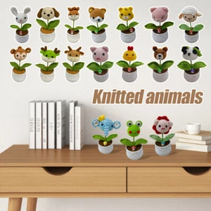 Creative Crochet Animal Hand Woven Potted Finished Needle Hook  Ornament Gifts - Picture 1 of 26