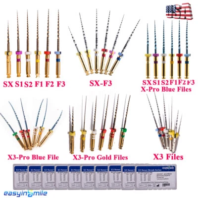 EASYINSMILE 10pks Dental Endodontic Rotary Files X3 Pro X-Taper Niti Endo Engine File25/31MM