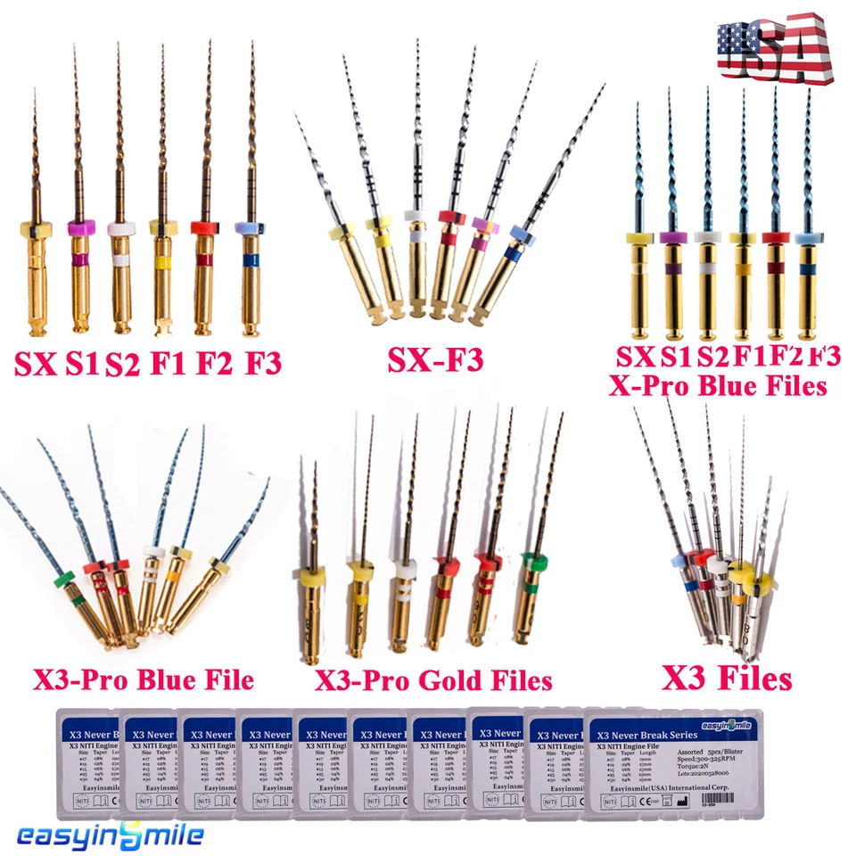 10 unidades de limas rotativas de endodoncia dental X3 Pro X-Taper Niti Endo Engine File25/31 mm Foto 1 de 4