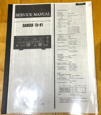 🔥Escaneo de alta resolución de Sansui TU-X1 Manual de servicio - Esquema FM/AM de 11x17 Foto 1 de 3