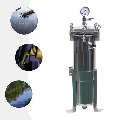 150 Psi Bag Filter Housing Sock Filter 304 Stainless Steel In/Out #4 Bag w/ Mesh - Image 1 of 4