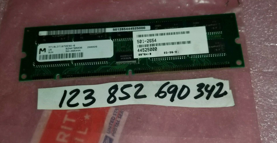 MICRON MT18LDT1672ESG-6 128MB BUFFERED ECC SDRAM MEMORY, SUN 501-2654-44  - Image 1 of 1