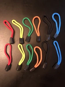 ZIPPER PULLS LOT OF 12 NYLON ELASTIC 2 1/4” - Colors Extension Pack NEW NIB Pack - Picture 1 of 3