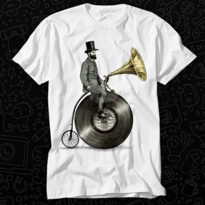 Music Man Farthing Gramophone Bike T Shirt 192 - Image 1 of 2