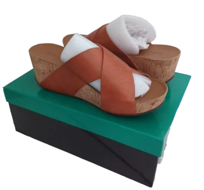 Chocolat Azul Para Mujer Talla 7 Melissa Corcho Plataforma Cuña Cuero Óxido - Nuevo Foto 1 de 4