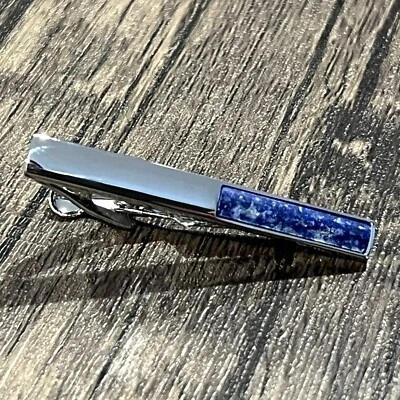 Lapis Lazuli  Tie Clip Men Birthday Wedding Gift Tie Bar - Image 1 of 4
