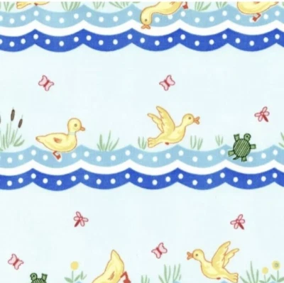 Kim’s Cause Animal Quakers Duck Turtle Water Wave Stripe Light Blue MAYWOOD BTFQ - Image 1 of 4