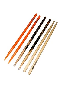 6 Drumsticks Zildjian Orange Bruner, Third Day, Vater 5A Hickory - Picture 1 of 10