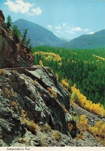 Independence Pass Aspen Mountains Fall Blue Sky CO Vintage Postcard - Picture 1 of 2