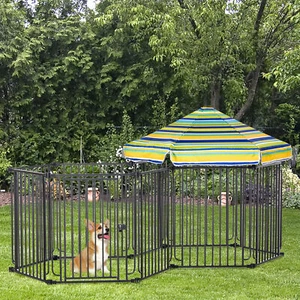 Metal Dog Kennel with Door & Removable Cover 10 Panels for Indoor & Outdoor Use - Picture 1 of 11