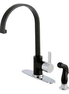 Kingston Creation  LS8717CTLSP Continental Kitchen Faucet, Matte Black/Chrome  - Picture 1 of 22