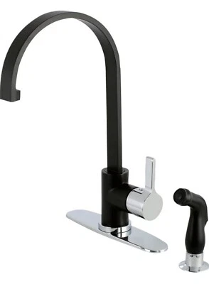 Kingston Creation  LS8717CTLSP Continental Kitchen Faucet, Matte Black/Chrome  - Image 1 of 4