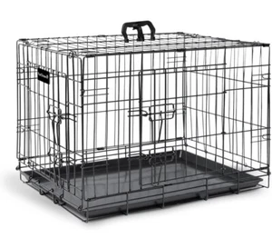 42 inch dog crate Cage FurDreams Big Dog Heavy Duty Black Metal Folding Crate - Picture 1 of 5