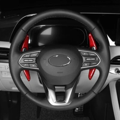 Carbon Fiber Red Steering Wheel Shift Paddle for Hyundai Palisade Santa FE 2pcs - Image 1 of 4