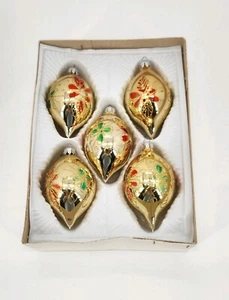 Ornamenti classici natalizi rumeni vintage goccia oro   - Foto 1 di 2