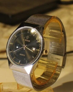 Reloj de lujo Wwoor para hombre, banda delgada delgada delgada de malla plateada, ¡bonito! - Imagen 1 de 3