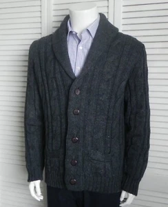 NEW Mens ALPACA Acrylic Wool Cardigan Cable Sweater Size 2XL XXL Gray Handsome - Picture 1 of 6