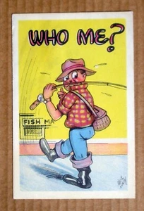 Wer ich Künstler signiert Wilf Long Vintage PECO Comic Angeln Humor Postkarte unbenutzt - Bild 1 von 3