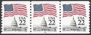 US Stamp #2115a 22c. Flag over Capitol Strip of 3 Plate 12 MNH - Picture 1 of 1