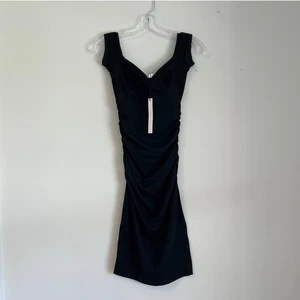  Nuevo con etiquetas Vestido ceñido al cuerpo negro Susana Monaco cuello corazón para mujer XS - Imagen 1 de 5
