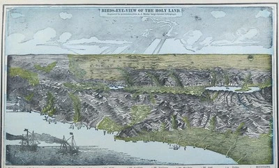 Mapa de TIERRA SANTA de colección de 1895 14"x11" ~ Antiguo Antiguo Original NAZARET JERUSALÉN Foto 1 de 4