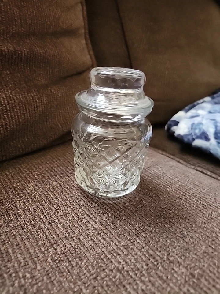 Vintage Clear Glass Jelly Condiment Jar With Lid - Image 1 of 3