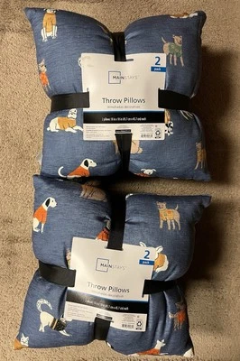 2 Pairs Of 2 (4) Dog Themed Decorative Pillows - Mainstays - 18”X18” New - 2024 - Image 1 of 4